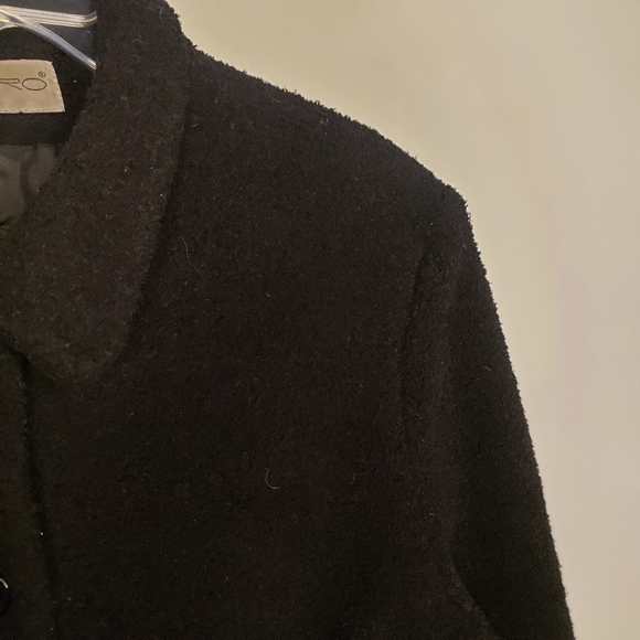 Sandro Paris Vintage Size L Boucle Textured Blazer Coat - Black Pockets - Picture 6 of 13